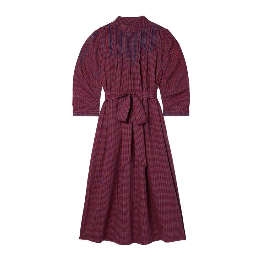 DÔEN Ranger Belted Organic Cotton Midi Dress Rossendale Valley Plaid Size Small